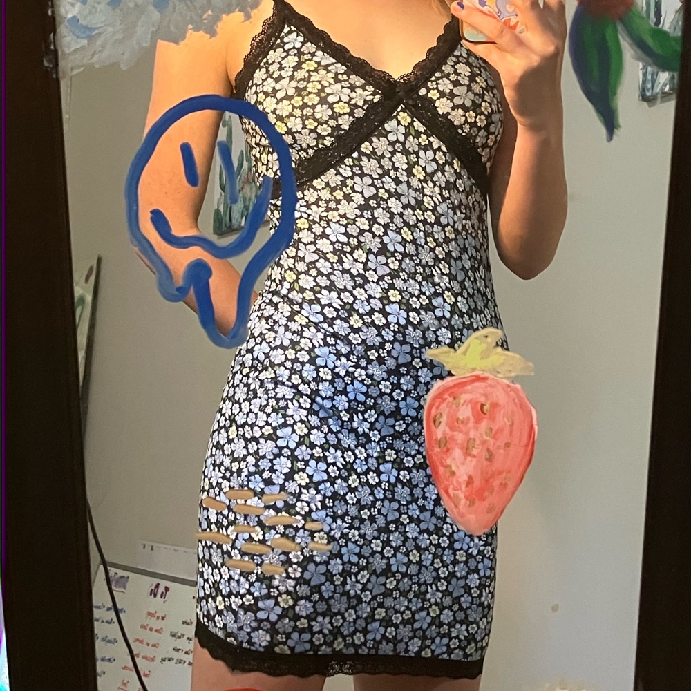 Divided floral mini dress